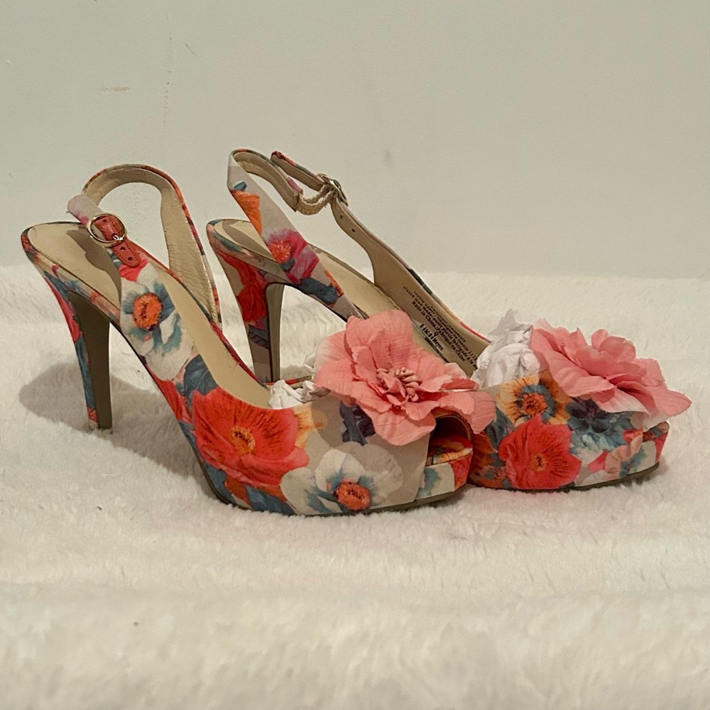 Nine West Floral Slingback Heels